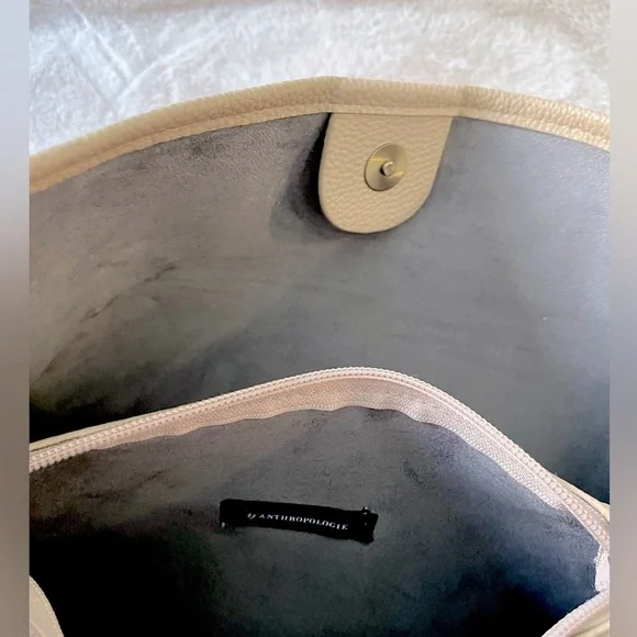NWT Anthropologie Loop Handle Bucket Bag Taupe Vegan Leather - Picture 7 of 10